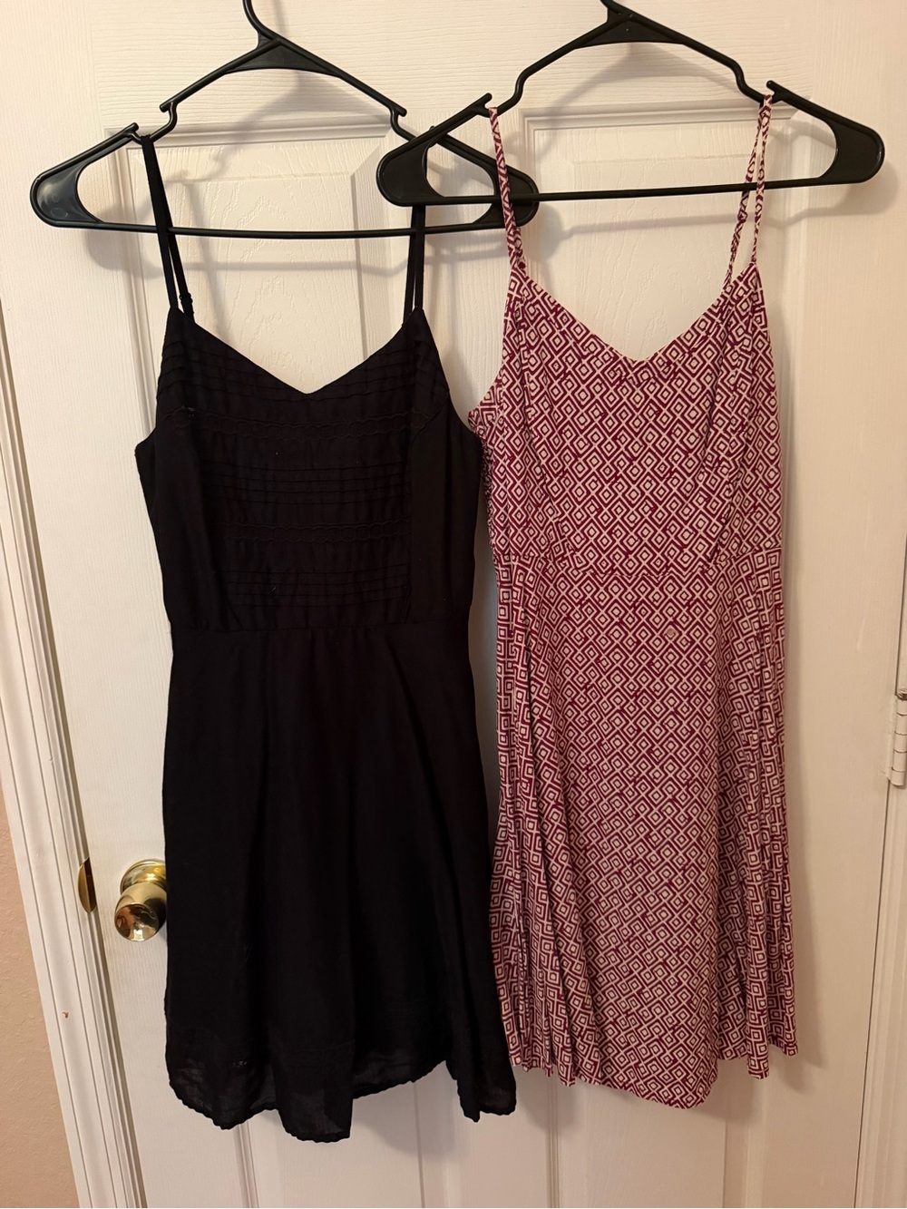 Old Navy Black Spaghetti-Strap Mini Dress & Pink Geometric Slip Dress